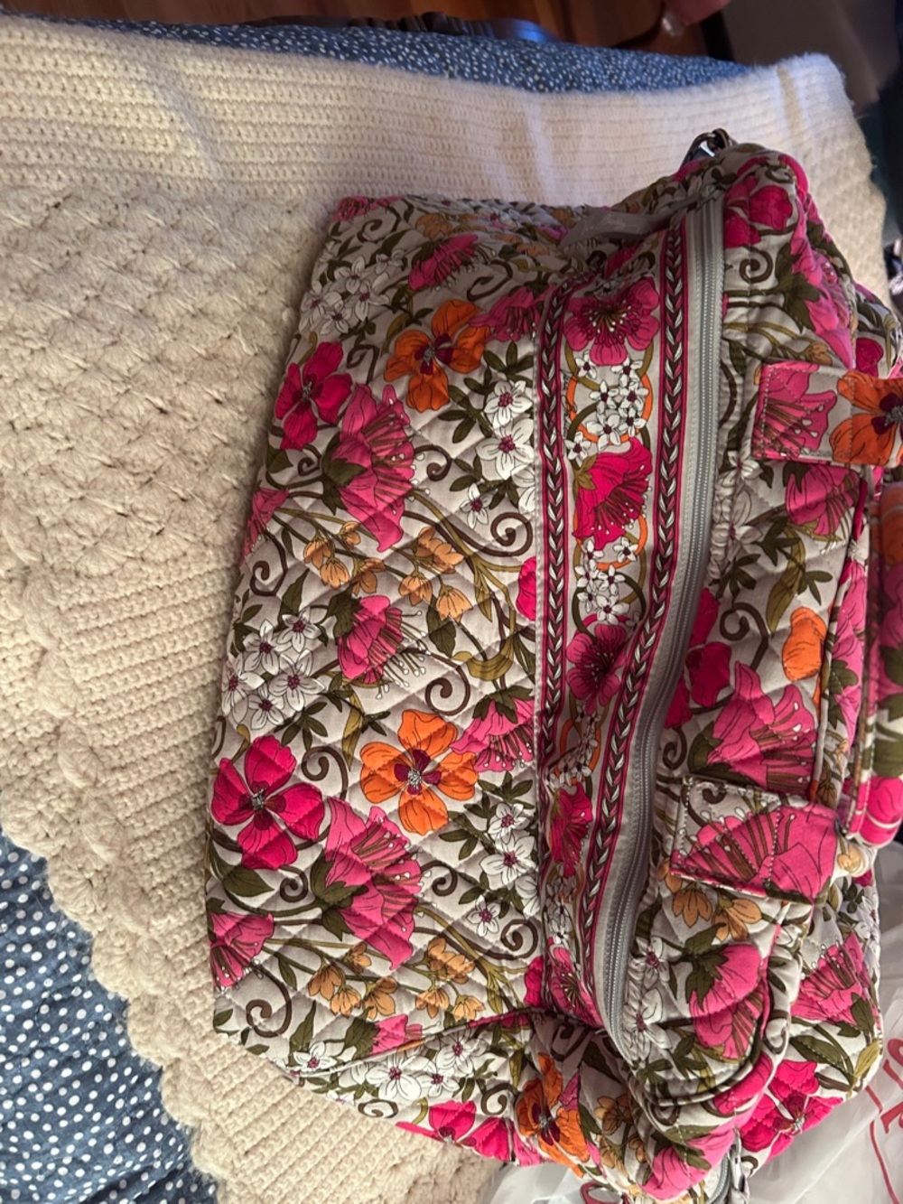 Vera Bradley Quilted Floral Crossbody in Pink, Orange & Cream